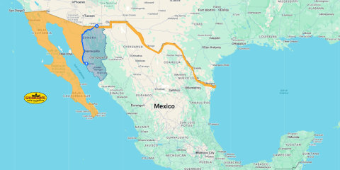 Map of Mexico Hassle-Free Zone including Baja and Sonora Free Zone. Mexican Auto Insurance.