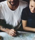 Planning a road trip on Map Adventure Destination Navigation on a map. Cheap Mexican Insurance