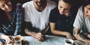 Planning a road trip on Map Adventure Destination Navigation on a map. Cheap Mexican Insurance