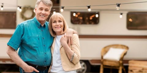 Couple at their RV park in Mexico. Cheap Mexican insurance