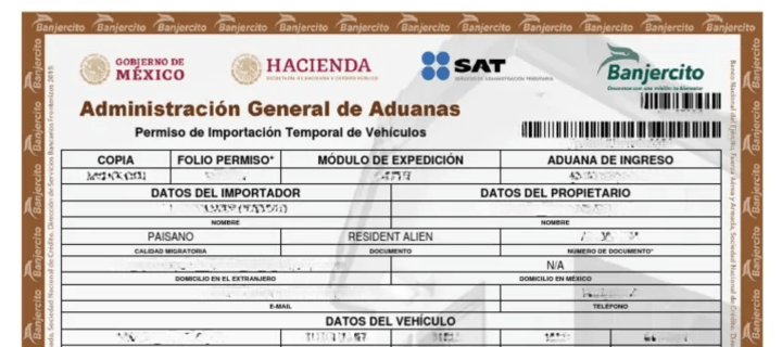 Sample Vehicle Importation Permit Banjercito. Cheap Mexico Auto Insurance.