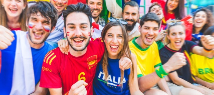 International group of World Cup 2026 supporters at a match. Cheap Mexico insurance