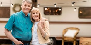 Couple at their RV park in Mexico. Cheap Mexican insurance